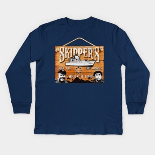 Skipper Gilligan's Island Wooden Sign Kids Long Sleeve T-Shirt